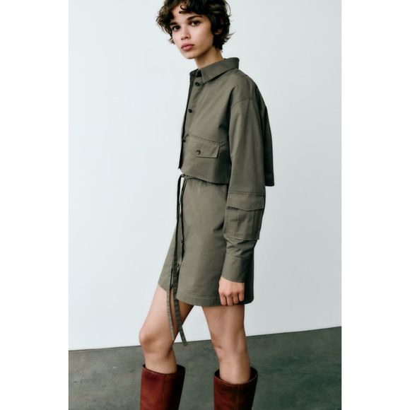 ZARA GABARDINE SHIRT DRESS SMALL MEDIUM LARGE SIZES - Picture 3 of 9